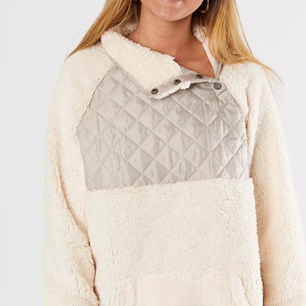 BKE Cream and Gray Teddy Jacket